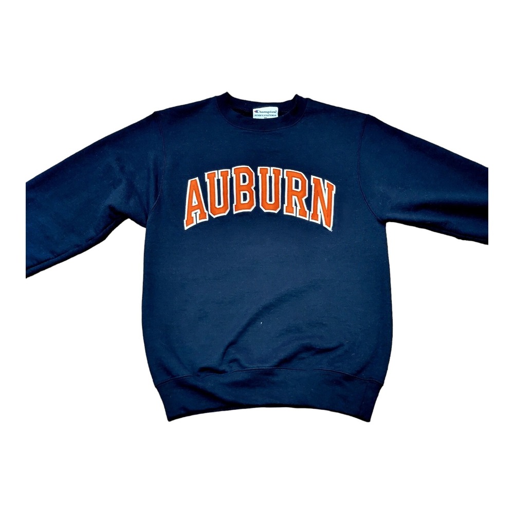 Champion Auburn Tigers Sweatshirt Stitched NCAA Football Blue Navy Crewneck XS